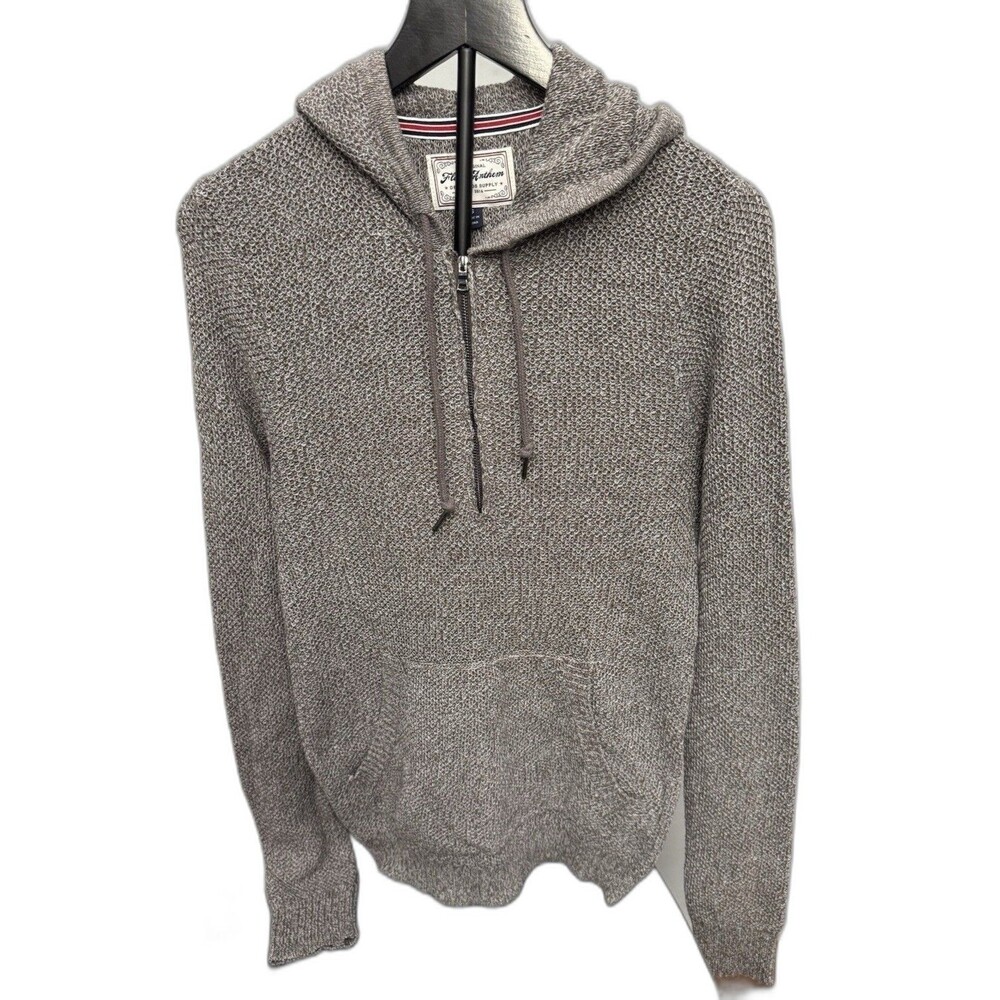 Flag & Antham Size S Mens Hoodie Sweater Brown White Light Weight Pullover